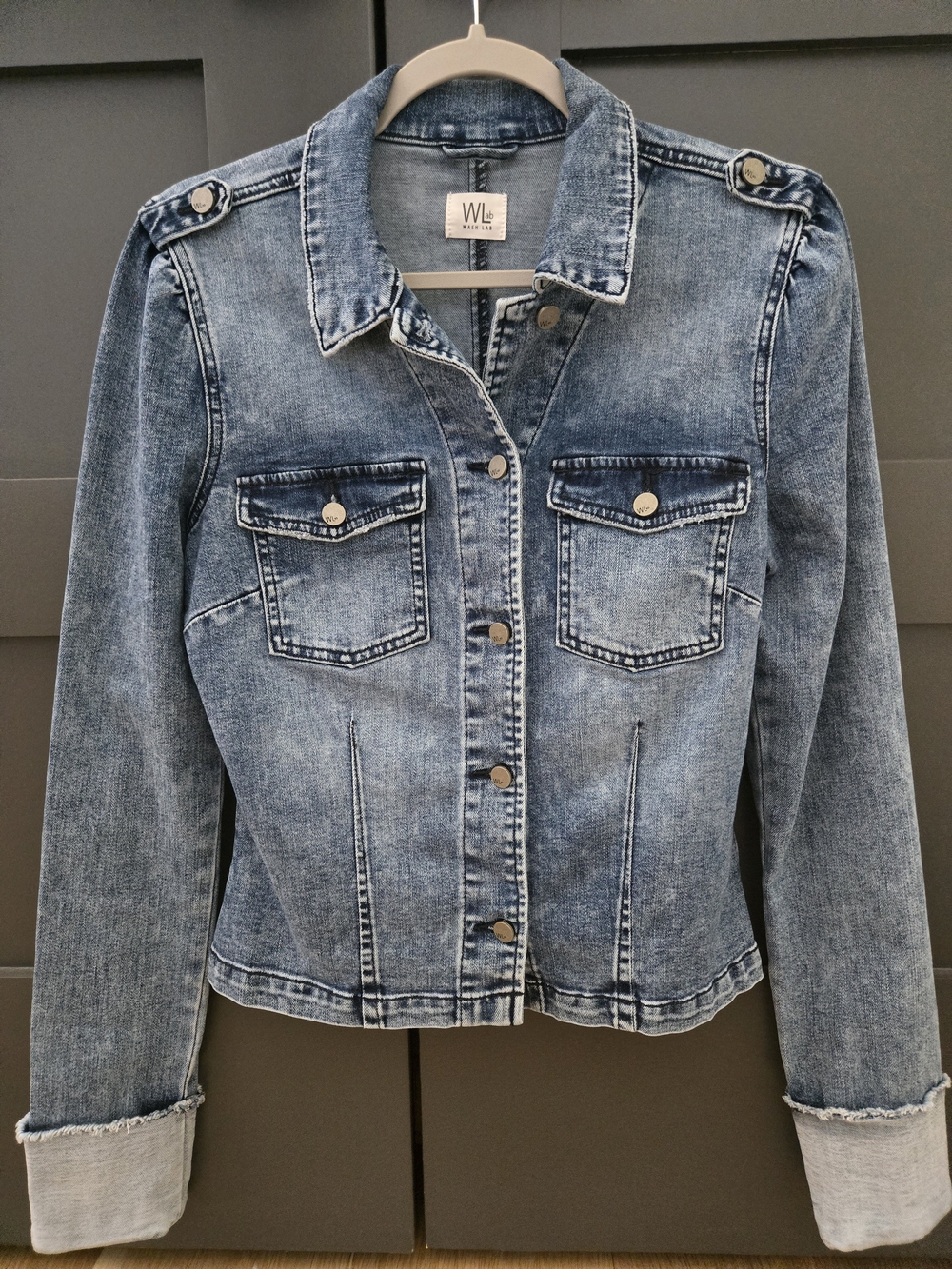 Wash Lab Soft Denim Jacket with Epauletes